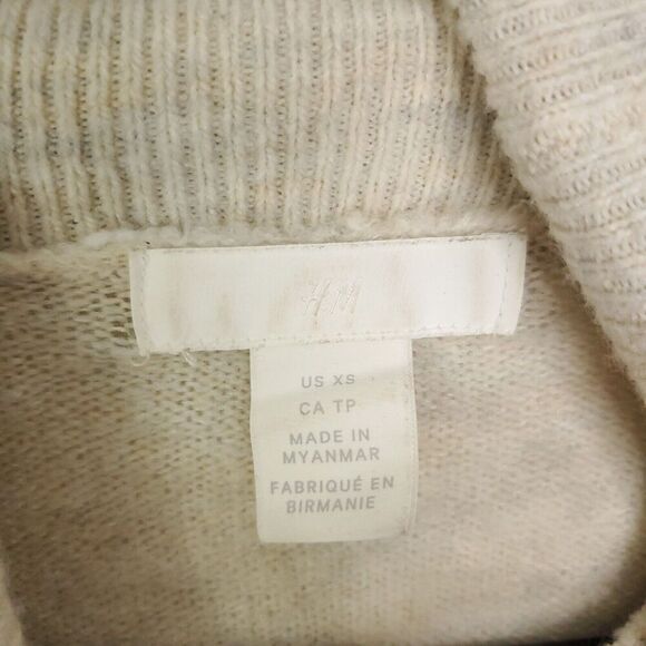 HM Sweater Womens XS Oversized Cowl Neck Neutral Minimalist Capsule Cream - Picture 4 of 8